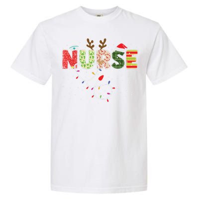 Stethoscope Santa Hat Reindeer Xmas Christmas Nurse Garment-Dyed Heavyweight T-Shirt