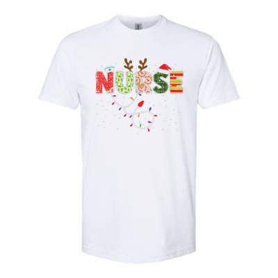 Stethoscope Santa Hat Reindeer Xmas Christmas Nurse Softstyle CVC T-Shirt