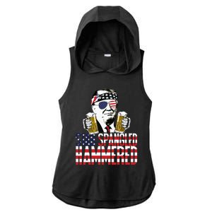 Star Spangled Hammered President Donald Trump Beer Lover Ladies PosiCharge Tri-Blend Wicking Draft Hoodie Tank