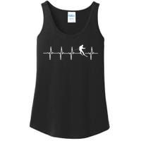 Skiing Ski Heartbeat TShirt Gift For Skiers Ladies Essential Tank