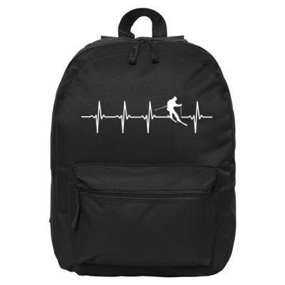 Skiing Ski Heartbeat TShirt Gift For Skiers 16 in Basic Backpack