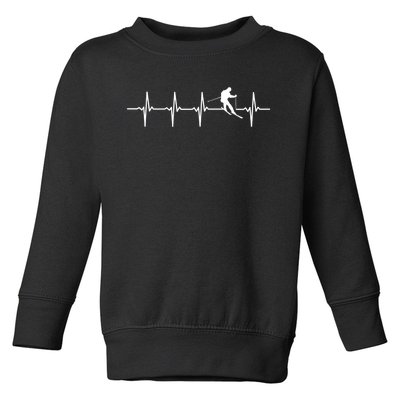 Skiing Ski Heartbeat TShirt Gift For Skiers Toddler Sweatshirt