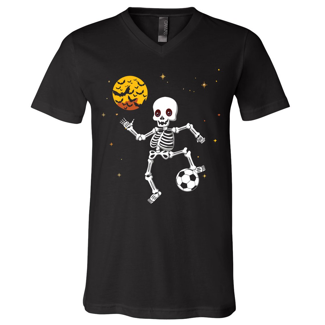 Soccer Skeleton Halloween Soccer Player Halloween V-Neck T-Shirt