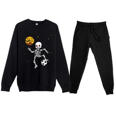 Soccer Skeleton Halloween Soccer Player Halloween Premium Crewneck Sweatsuit Set