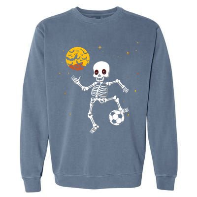Soccer Skeleton Halloween Soccer Player Halloween Garment-Dyed Sweatshirt