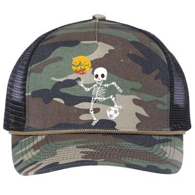 Soccer Skeleton Halloween Soccer Player Halloween Retro Rope Trucker Hat Cap