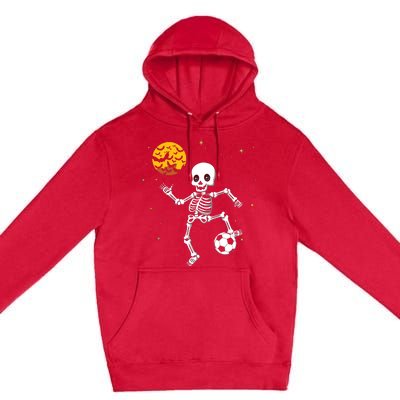 Soccer Skeleton Halloween Soccer Player Halloween Premium Pullover Hoodie