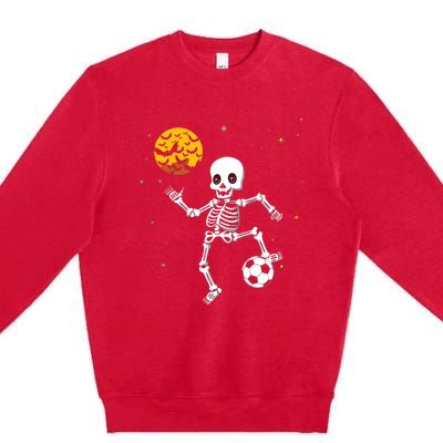 Soccer Skeleton Halloween Soccer Player Halloween Premium Crewneck Sweatshirt