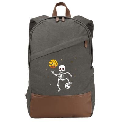 Soccer Skeleton Halloween Soccer Player Halloween Cotton Canvas Backpack