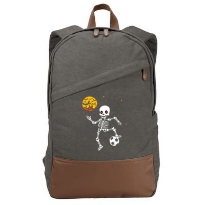 Soccer Skeleton Halloween Soccer Player Halloween Cotton Canvas Backpack