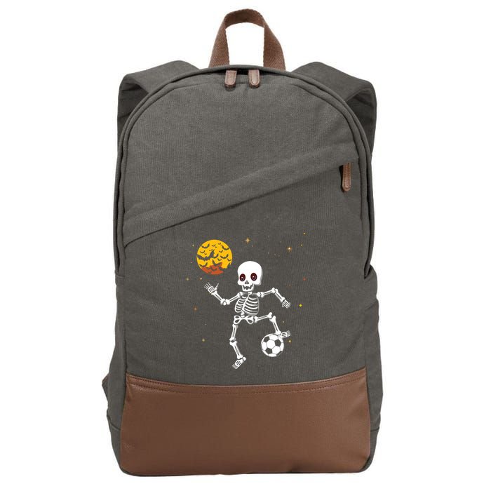 Soccer Skeleton Halloween Soccer Player Halloween Cotton Canvas Backpack