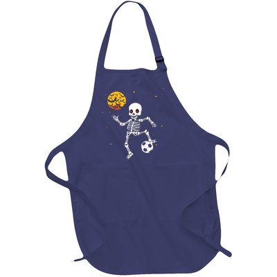 Soccer Skeleton Halloween Soccer Player Halloween Full-Length Apron With Pockets