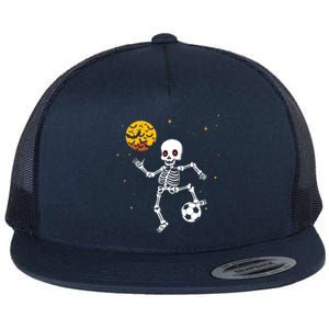 Soccer Skeleton Halloween Soccer Player Halloween Flat Bill Trucker Hat