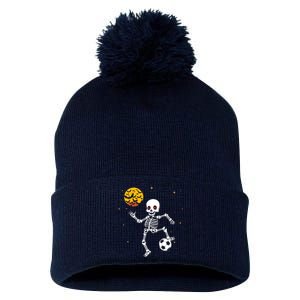 Soccer Skeleton Halloween Soccer Player Halloween Pom Pom 12in Knit Beanie