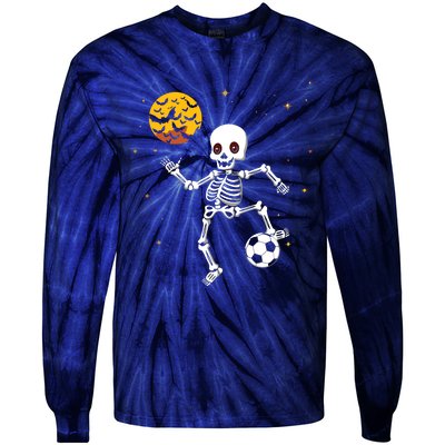 Soccer Skeleton Halloween Soccer Player Halloween Tie-Dye Long Sleeve Shirt