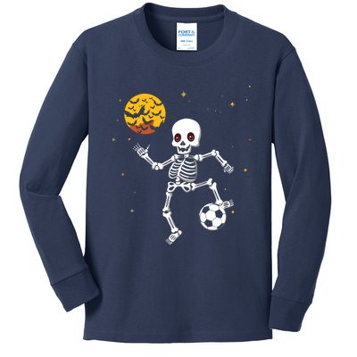 Soccer Skeleton Halloween Soccer Player Halloween Kids Long Sleeve Shirt