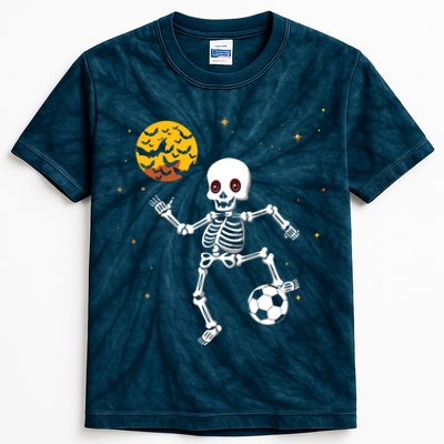 Soccer Skeleton Halloween Soccer Player Halloween Kids Tie-Dye T-Shirt