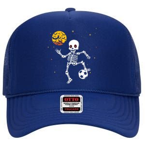 Soccer Skeleton Halloween Soccer Player Halloween High Crown Mesh Back Trucker Hat