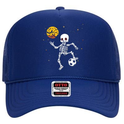 Soccer Skeleton Halloween Soccer Player Halloween High Crown Mesh Back Trucker Hat