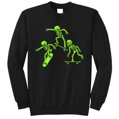 Skateboarding Skeletons Halloween Skater Kids Skate Tall Sweatshirt