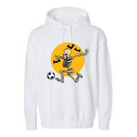 Soccer Skeleton Halloween Boy Soccer Player Halloween Garment-Dyed Fleece Hoodie