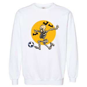 Soccer Skeleton Halloween Boy Soccer Player Halloween Garment-Dyed Sweatshirt