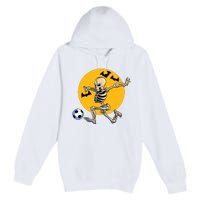 Soccer Skeleton Halloween Boy Soccer Player Halloween Premium Pullover Hoodie