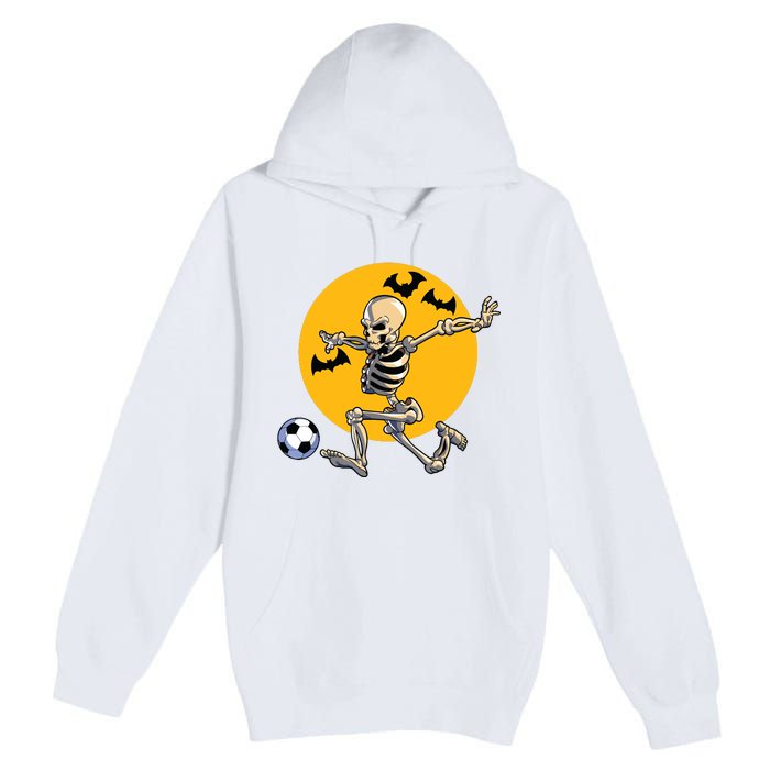 Soccer Skeleton Halloween Boy Soccer Player Halloween Premium Pullover Hoodie