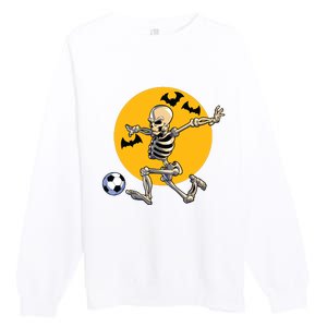 Soccer Skeleton Halloween Boy Soccer Player Halloween Premium Crewneck Sweatshirt