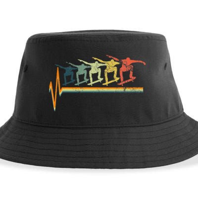 Skateboard Skater Heartbeat Love Sustainable Bucket Hat