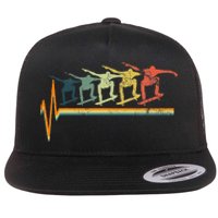 Skateboard Skater Heartbeat Love Flat Bill Trucker Hat