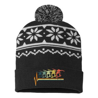 Skateboard Skater Heartbeat Love USA-Made Snowflake Beanie