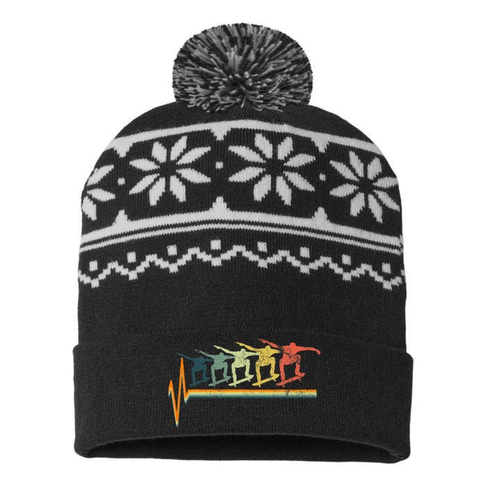 Skateboard Skater Heartbeat Love USA-Made Snowflake Beanie