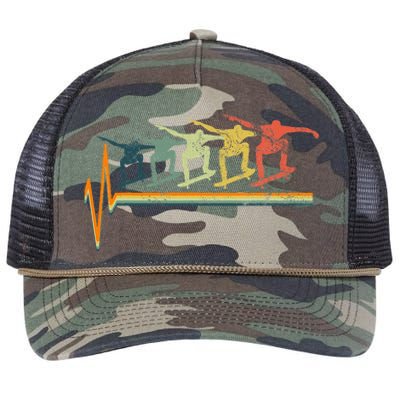 Skateboard Skater Heartbeat Love Retro Rope Trucker Hat Cap