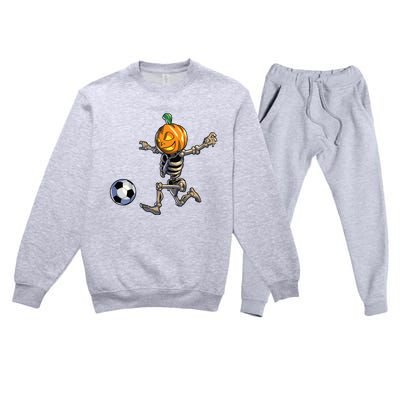 Soccer Skeleton Halloween Boy Soccer Halloween Premium Crewneck Sweatsuit Set