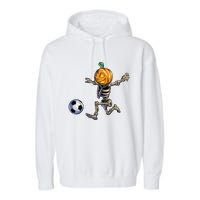 Soccer Skeleton Halloween Boy Soccer Halloween Garment-Dyed Fleece Hoodie