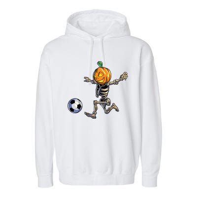 Soccer Skeleton Halloween Boy Soccer Halloween Garment-Dyed Fleece Hoodie