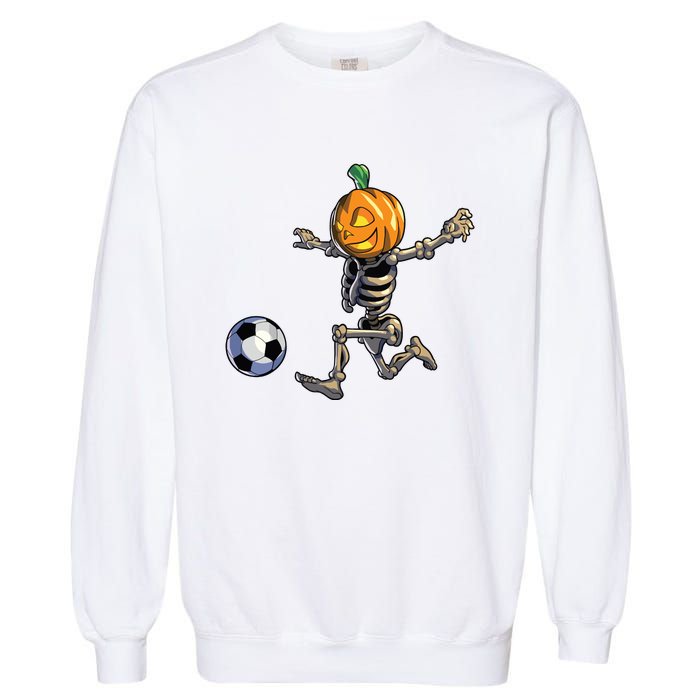 Soccer Skeleton Halloween Boy Soccer Halloween Garment-Dyed Sweatshirt