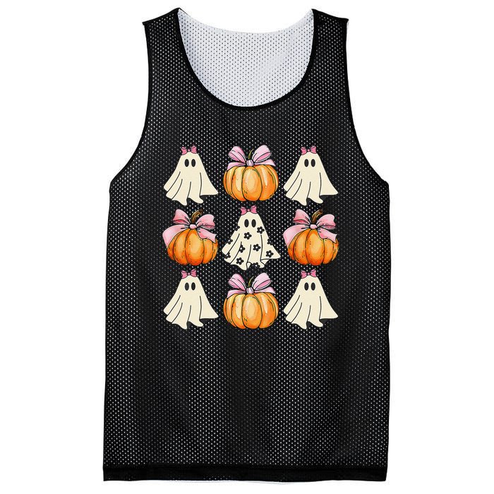 Spooky Season Halloween Ghost Pumpkin Ribbon Coquette Bow Gift Mesh Reversible Basketball Jersey Tank