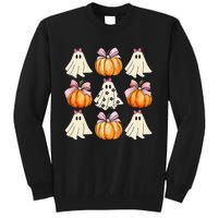 Spooky Season Halloween Ghost Pumpkin Ribbon Coquette Bow Gift Tall Sweatshirt