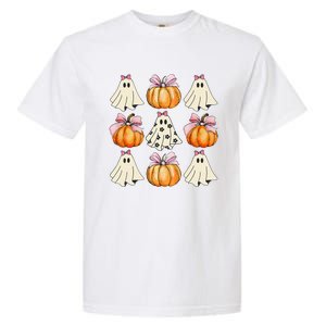 Spooky Season Halloween Ghost Pumpkin Ribbon Coquette Bow Gift Garment-Dyed Heavyweight T-Shirt