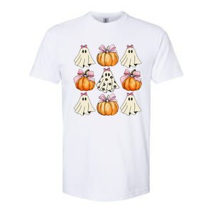 Spooky Season Halloween Ghost Pumpkin Ribbon Coquette Bow Gift Softstyle CVC T-Shirt