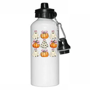 Spooky Season Halloween Ghost Pumpkin Ribbon Coquette Bow Gift Aluminum Water Bottle