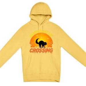 Scary Spooky Halloween Graveyard Cat Crossing Great Gift Premium Pullover Hoodie