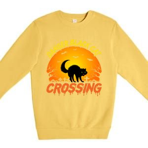 Scary Spooky Halloween Graveyard Cat Crossing Great Gift Premium Crewneck Sweatshirt