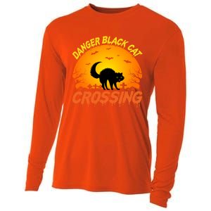 Scary Spooky Halloween Graveyard Cat Crossing Great Gift Cooling Performance Long Sleeve Crew