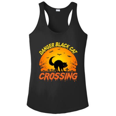 Scary Spooky Halloween Graveyard Cat Crossing Great Gift Ladies PosiCharge Competitor Racerback Tank