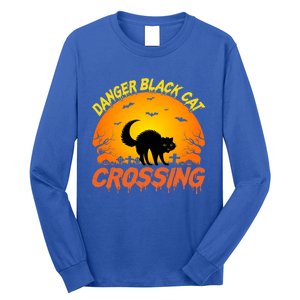 Scary Spooky Halloween Graveyard Cat Crossing Great Gift Long Sleeve Shirt