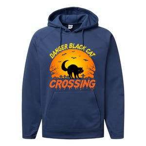 Scary Spooky Halloween Graveyard Cat Crossing Great Gift Performance Fleece Hoodie