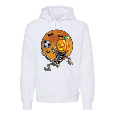 Soccer Skeleton Halloween Boy Soccer Halloween Premium Hoodie